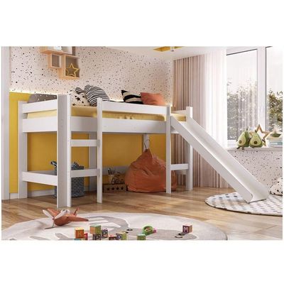 Cama Elevada Com Escorregador B1001 Branco