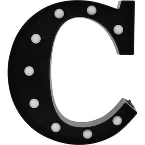 Luminária Led Decorativa Letra C Cazza Preta Menor preço em Luminária Led Decorativa Letra C Cazza Preta