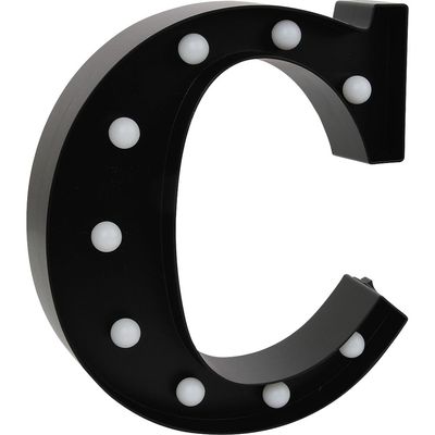Luminária Led Decorativa Letra C Cazza Preta