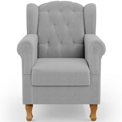 Poltrona Decorativa Para Sala de Estar Yara P02 Bouclê Cinza - Lyam Decor