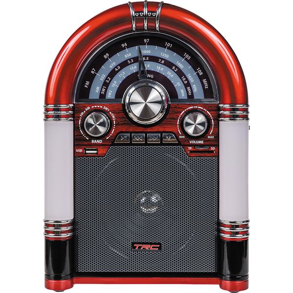 Rádio Portátil TRC AM/FM, Bluetooth, Controle Remoto, Entradas USB, SD e Auxiliar Retrô TRC-210