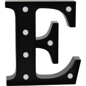 Luminária Led Decorativa Letra E Cazza Preta Menor preço em Luminária Led Decorativa Letra E Cazza Preta