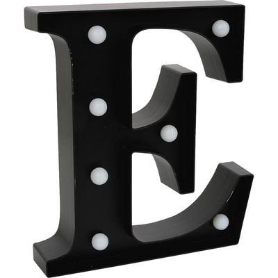 Luminária Led Decorativa Letra E Cazza Preta