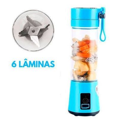 Liquidificador Mini Portátil Bateria Squeeze Azul