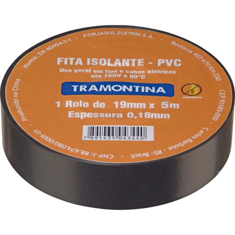 Fita Isolante 0,18x19 mm Tramontina Preta 5 m