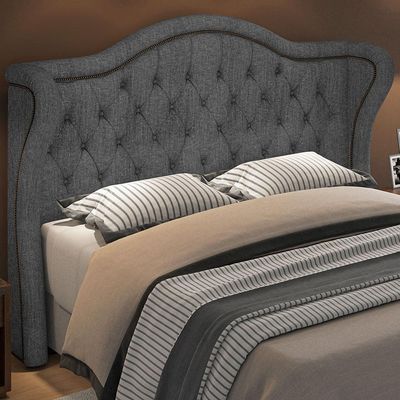 Cabeceira Cama Box Casal 140 cm P05 Lisboa Linho Cinza Escuro - Lyam Decor