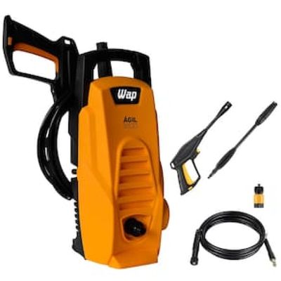 Lavadora de Alta Pressão Wap Ágil 1800 Compacta com Jato de Água Leque e Concentrado, 1300PSI e Sistema Stop Total - 1400W Preta/Amarela