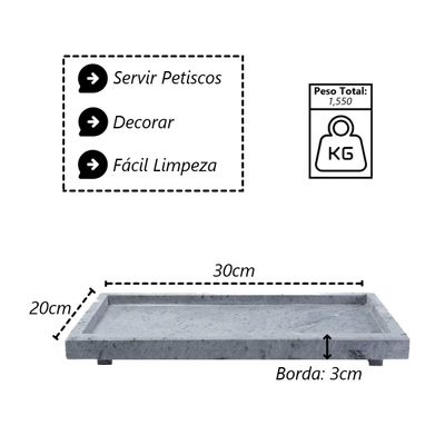 Tábua Gourmet Borda e Pé Para Servir Pedra Sabão G 30x15cm