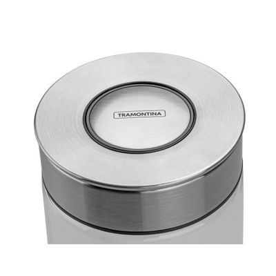 Pote de Vidro Tramontina Purezza com Tampa de Aço Inox 10 cm 1,4 L
