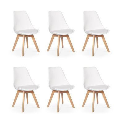 Conjunto 06 Cadeiras Eames Wood Leda Design - Branca