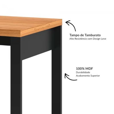 Mesa para Escritório de Canto 135x158 cm em MDF F22 Freijó/Preto Fosco Pradel Dalla Costa