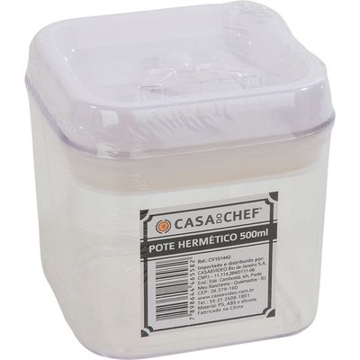 Pote para Mantimentos Hermético Quadrado 500ml Cazza