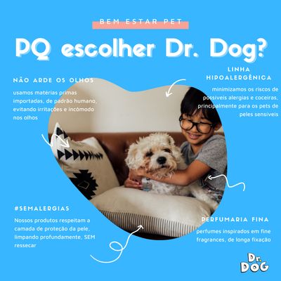 Perfume cães gatos sempre cheirosinho Dr. Dog alta fixação hipoalergênico