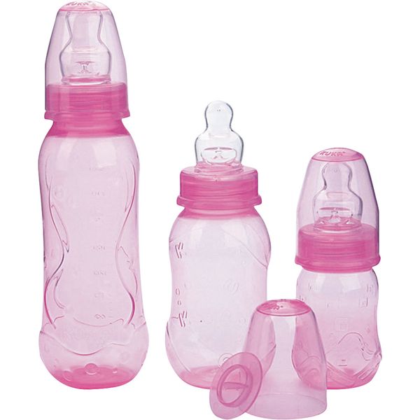 Conjunto 3 Mamadeiras Ortodôntico Aquarela 3147 Kuka Rosa