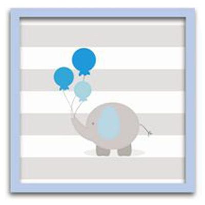 Conjunto Quadros Decorativos 4 Peças Menino Estrelinha Titulo Moldura Azul Clara
