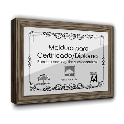 1 Certificado/Diploma A4 Com Tela De Acetato E Mdf Titulo Moldura Madeira