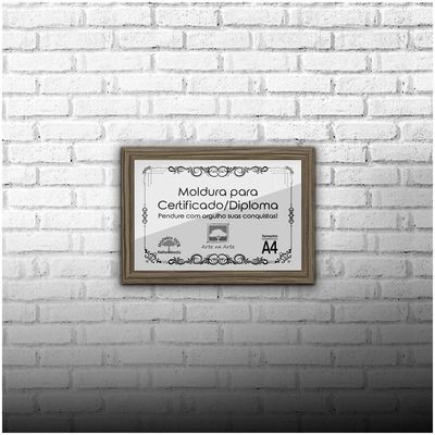 1 Certificado/Diploma A4 Com Tela De Acetato E Mdf Titulo Moldura Madeira