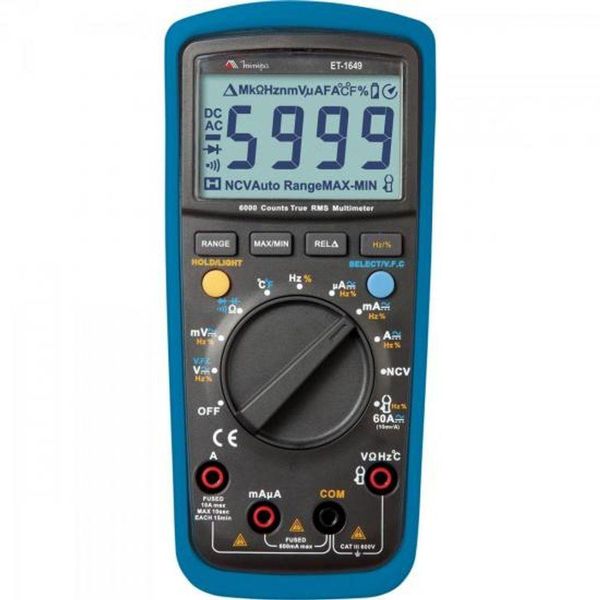 Multimetro Digital Et1649 Preto E Azul Minipa