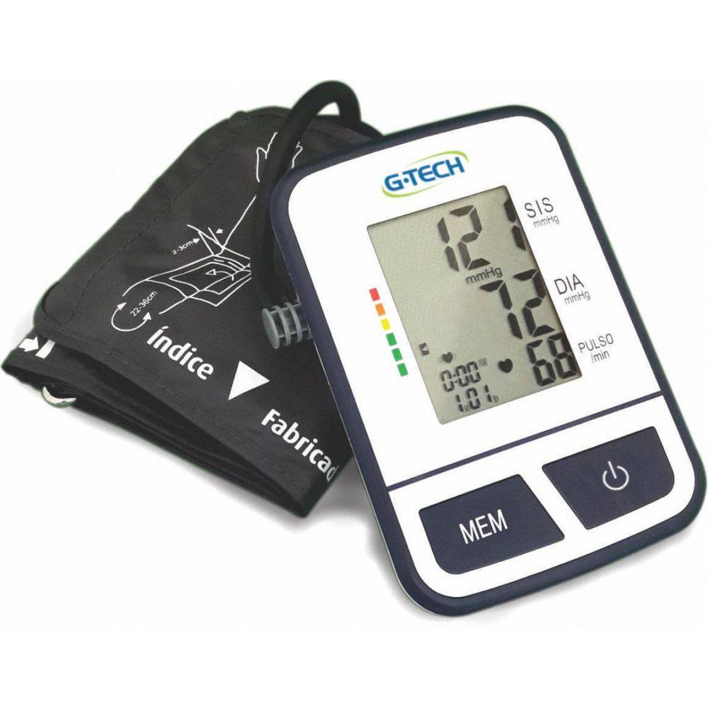 Aparelho de Pressão Digital Automático de Braço G-Tech BSP11 com Detecção de Arritmia e Data/Hora