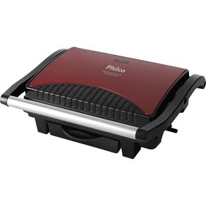 Grill-com-Coletor-de-Gordura-Philco-Press-Inox-Red-127V