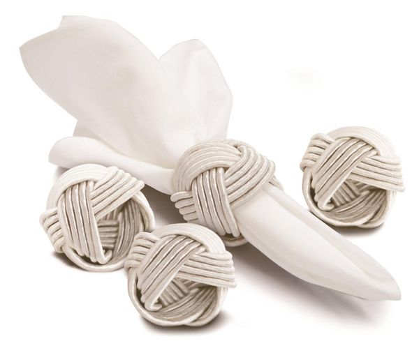 Conjunto Argolas para Guardanapos 4 Peças Yoi Branco