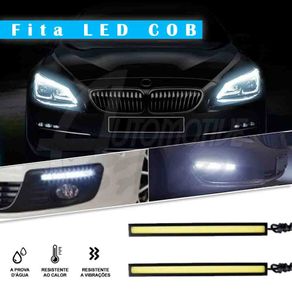 Kit Fita Barra DRL Farol Aux LED Branco Gelo 12v 17cm Par