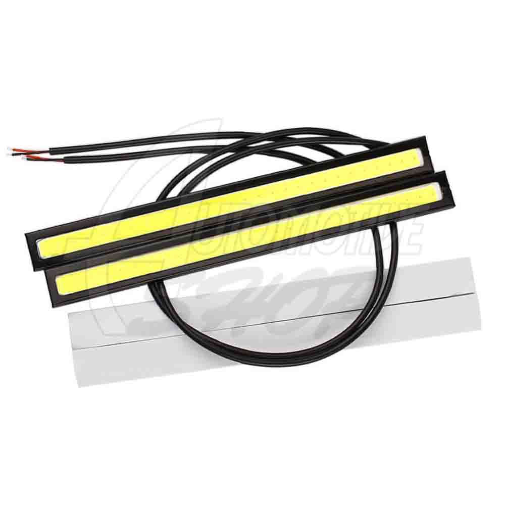 Kit Fita Barra DRL Farol Aux LED Branco Gelo 12v 17cm Par