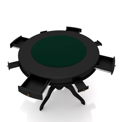 Conjunto Mesa de Jogos Carteado Bellagio Tampo Reversível e 4 Cadeiras Madeira Poker Base Estrela PU Preto/Preto G42 - Gran Belo
