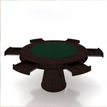 Conjunto Mesa de Jogos Carteado Bellagio Tampo Reversível Verde e 6 Cadeiras Madeira Poker Base Cone Linho OffWhite/Tabaco G42 - Gran Belo
