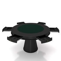 Conjunto Mesa de Jogos Carteado Bellagio Tampo Reversível e 6 Cadeiras Madeira Poker Base Cone PU Bege/Preto G42 - Gran Belo