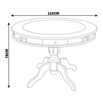 Mesa de Jogos Carteado 4 Lugares Bellagio com Gavetas e Tampo Reversível Base Estrela com Tecido Imbuia/Verde G42 - Gran Belo