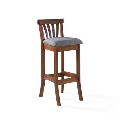 Kit 4 Banquetas Alta Madeira Maciça Bakeri Linho Cinza/Imbuia - Gran Belo