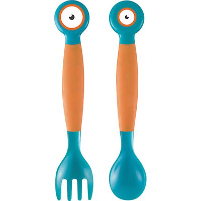 Kit Garfo e Colher Flexível BB247 Multikids Laranja Sortido