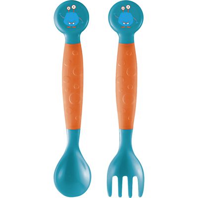 Kit Garfo e Colher Flexível BB247 Multikids Laranja Sortido