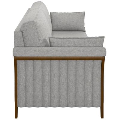 Kit Sofá 02 Lugares Sala Estar 162cm Com Poltrona Stefan Pés De Madeira M03 Linho Cinza - Lyam Decor