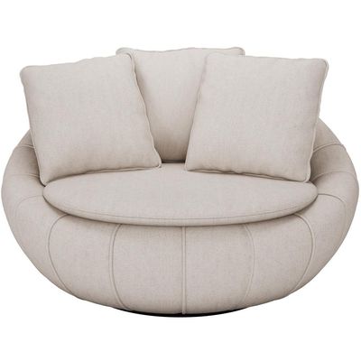Kit 02 Poltronas Para Sala De Estar Decorativa Giratória Kira M03 Linho Cru - Lyam Decor