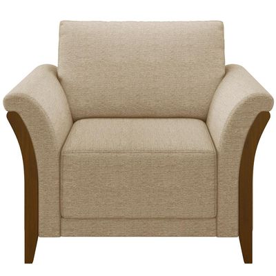 Kit 02 Poltronas Para Sala De Estar Decorativas Base Fixa Stefan M03 Linho Bege Escuro - Lyam Decor