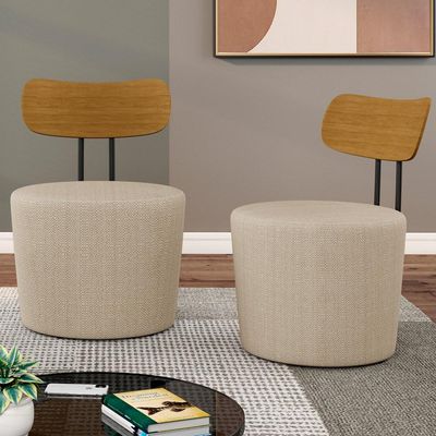 Kit 04 Poltronas Para Sala De Estar Decorativa Base Fixa Luara M03 Linho Bege - Lyam Decor