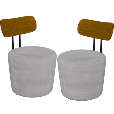 Kit 02 Poltronas Para Sala De Estar Decorativa Base Fixa Luara M03 Veludo Cinza - Lyam Decor