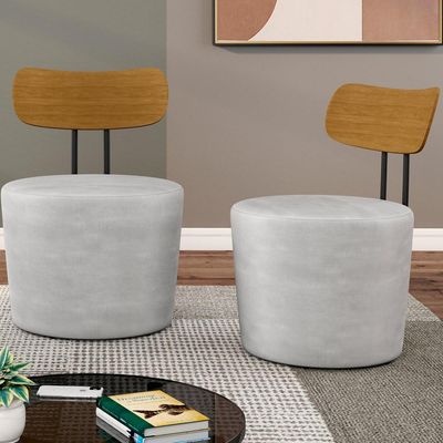 Kit 02 Poltronas Para Sala De Estar Decorativa Base Fixa Luara M03 Veludo Cinza - Lyam Decor