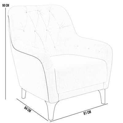 Kit 02 Poltronas Para Sala De Estar Com Tachas Base Fixa Blenda M03 Linho Chumbo - Lyam Decor