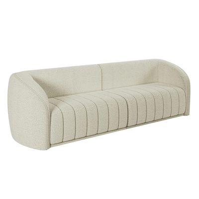 Kit Sofá 05 Lugares Para Sala 332 cm com 02 Poltronas Lazio M03 Bouclê Bege Claro - Lyam Decor