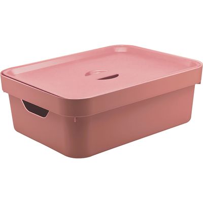 Caixa Organizadora 10.5L Média com Tampa e Alça Cube Ou Rosa