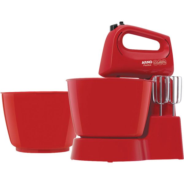 Batedeira de Mesa 4L Arno Facilita SX25 com 3 Velocidades e 2 Tigelas Vermelha 127V
