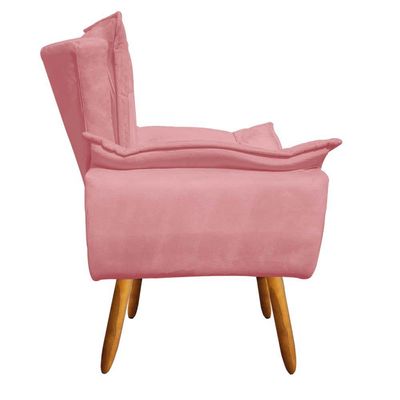 Kit 02 Poltronas Opala Suede Rose Pés Palito Castanho Drossi