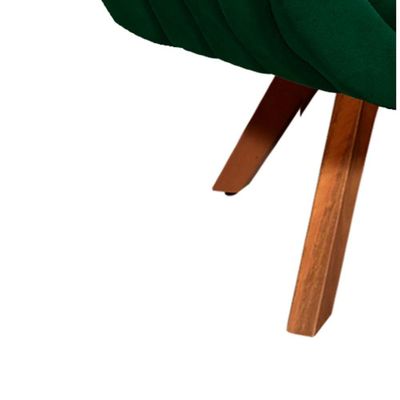 Poltrona Giratória Giovana Suede Base Madeira Drossi Verde