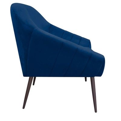 Kit 02 Poltronas Giovana Suede Azul Marinho Pés Palito Ferro
