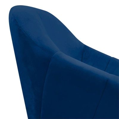 Kit 02 Poltronas Giovana Suede Azul Marinho Pés Palito Ferro