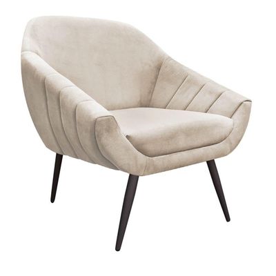 Kit 02 Poltronas Giovana Suede Bege Pés Palito Ferro Drossi