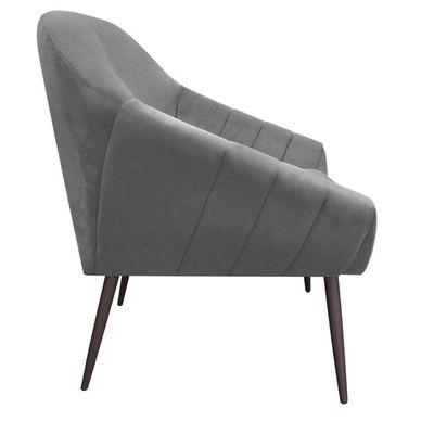 Kit 02 Poltronas Giovana Suede Grafite Pés Palito Ferro